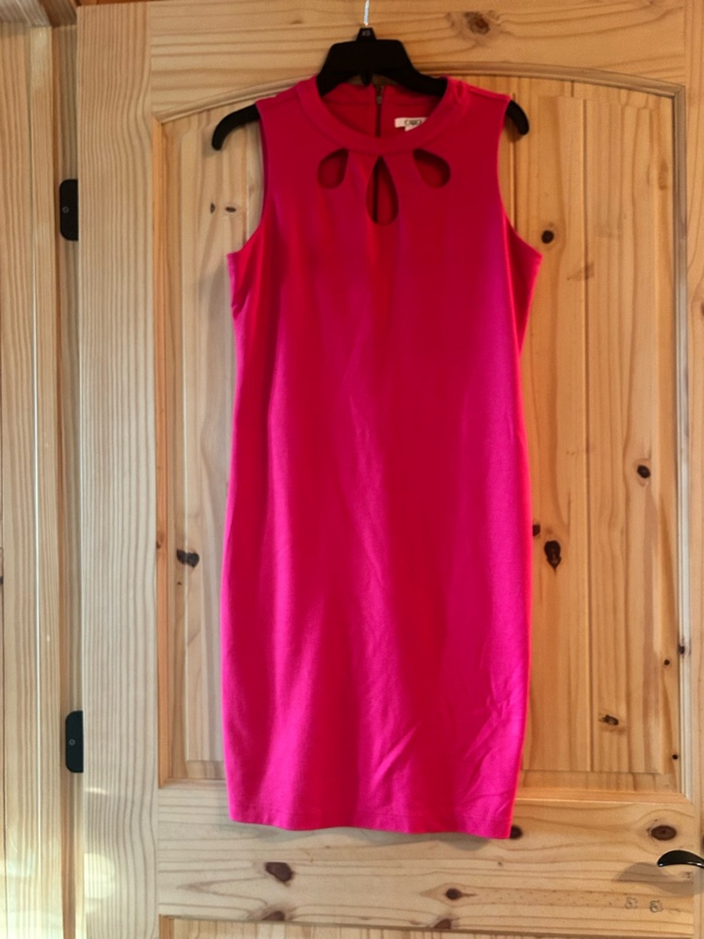 Cato Hot Pink Sleeveless Keyhole Midi Dress